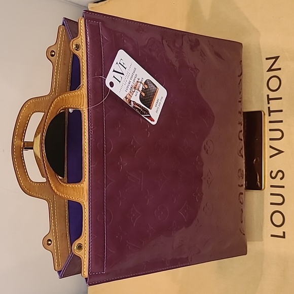LOUIS VUITTON VINTAGE 1999! ULTRA RARE COLOR PURPLE MONOGRAM VERNIS STANTON TOTE - Picture 9 of 17